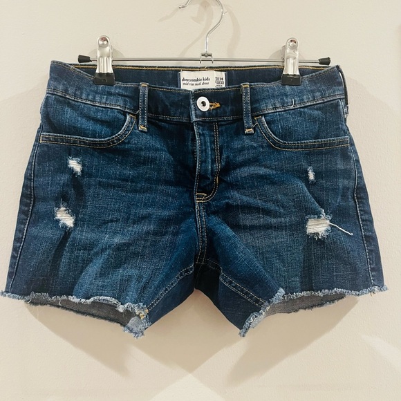 Girls Abercrombie and Fitch Blue Distressed Denim Shorts - Picture 1 of 2